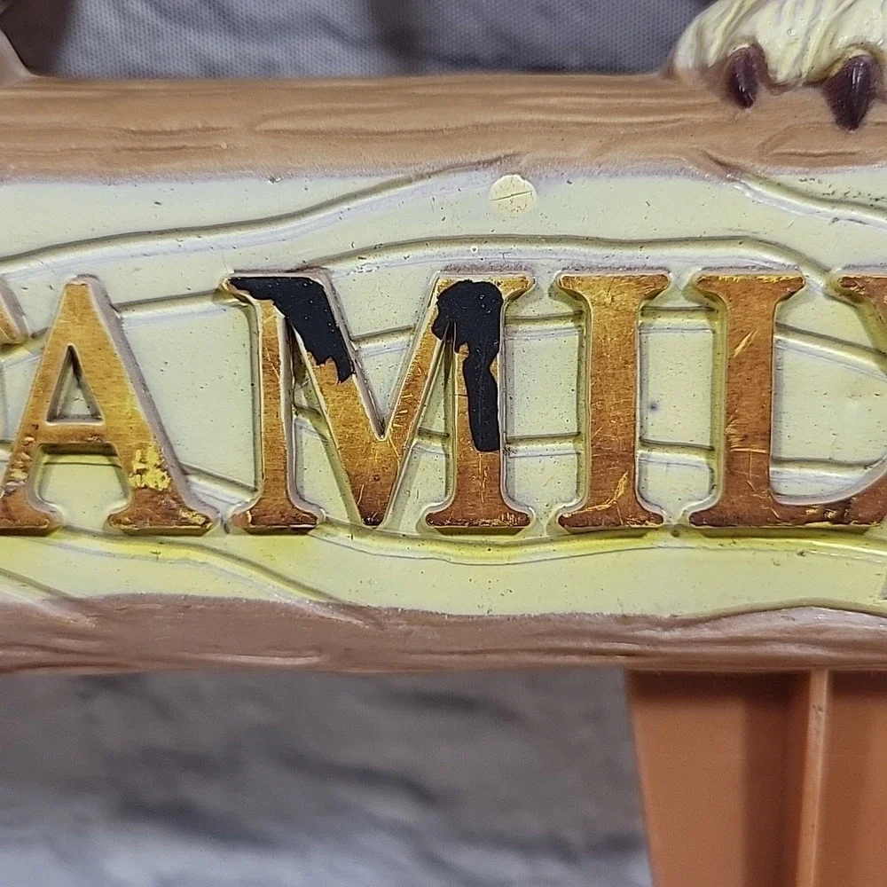 Vintage 80s Garden Spike Sign Hooter Family Owls‎ Plastic Kitschy Rustic Decor